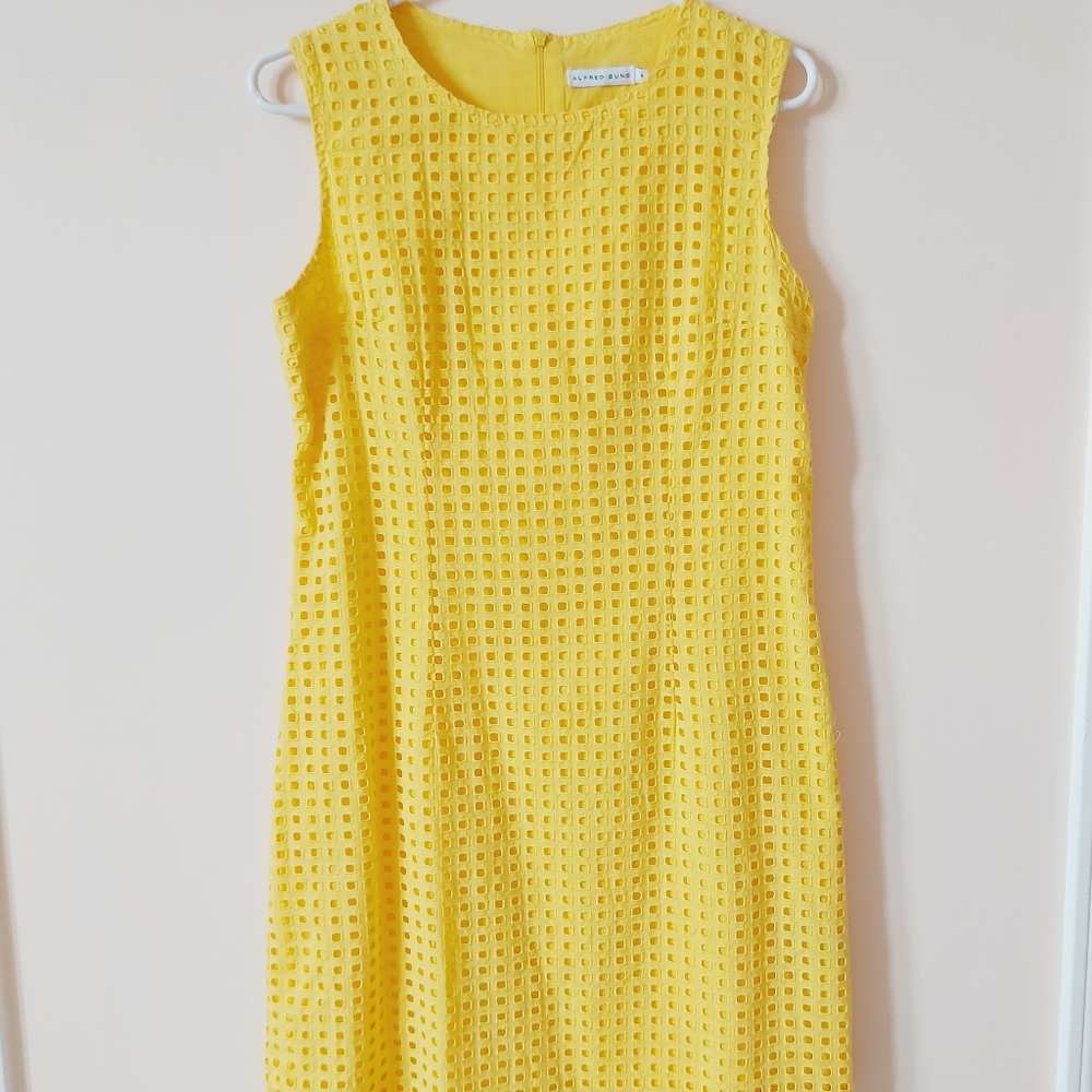 Alfred Sung Sleeveless Yellow Cotton Dress